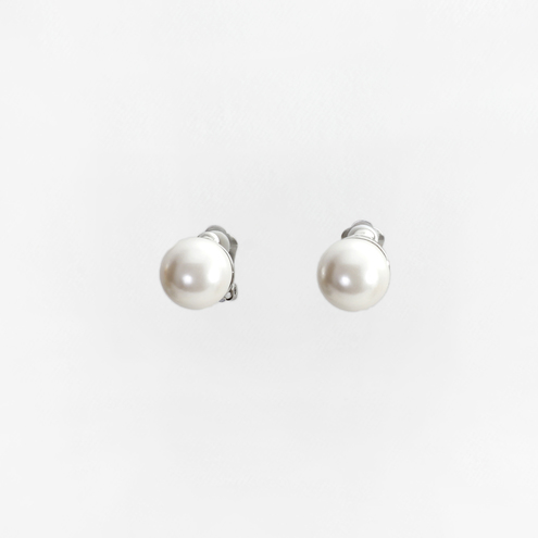 Orecchini rodio clips perla sintetica 16mm