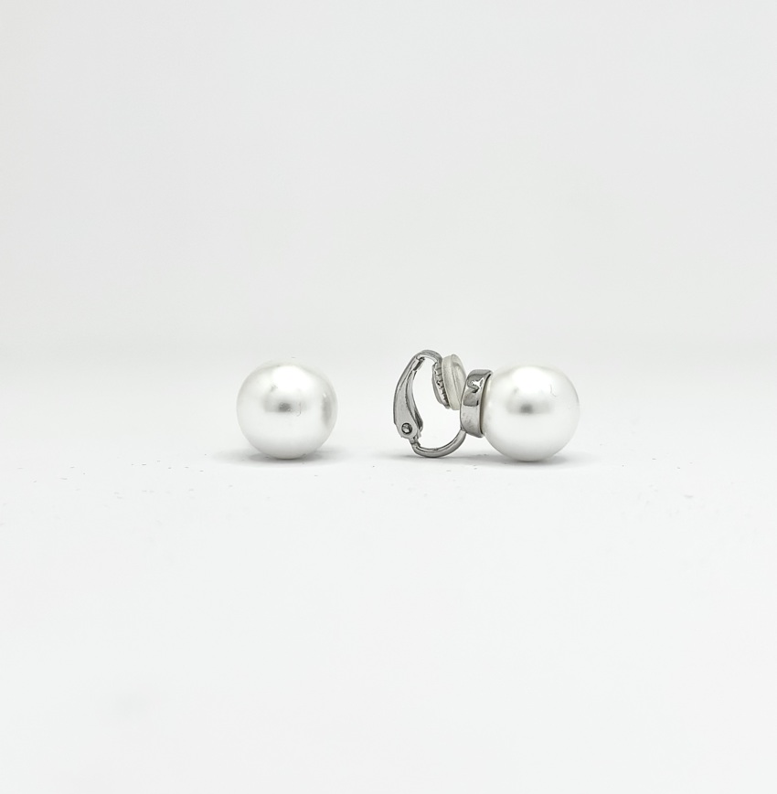Orecchini perla a clip - bianco sposa  